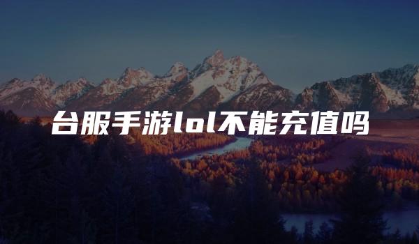 台服手游lol不能充值吗