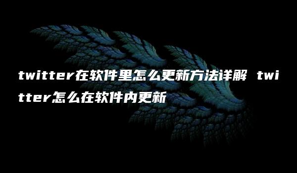 twitter在软件里怎么更新方法详解 twitter怎么在软件内更新