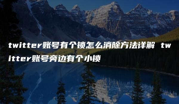 twitter账号有个锁怎么消除方法详解 twitter账号旁边有个小锁