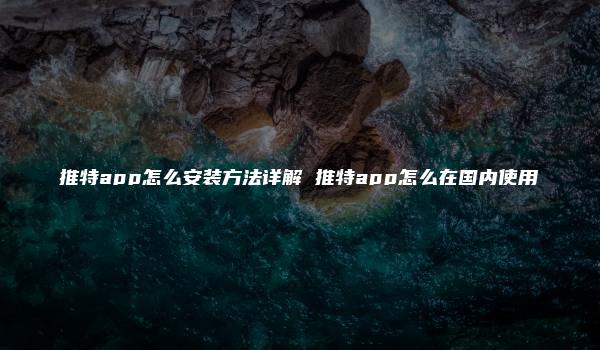 推特app怎么安装方法详解 推特app怎么在国内使用-kardz资讯中心