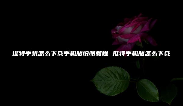 推特手机怎么下载手机版说明教程 推特手机版怎么下载-kardz资讯中心