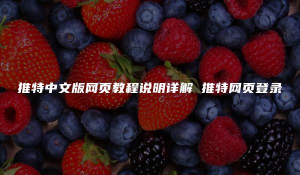 推特中文版网页教程说明详解 推特网页登录