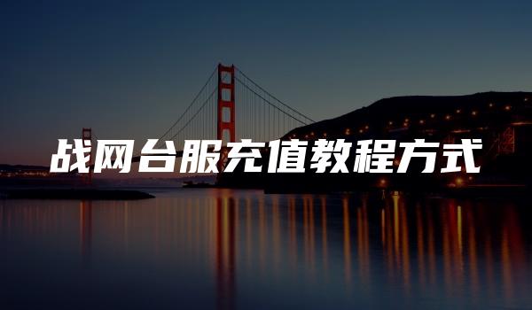 战网台服充值教程方式