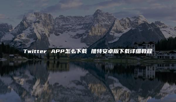 Twitter APP怎么下载 推特安卓版下载详细教程