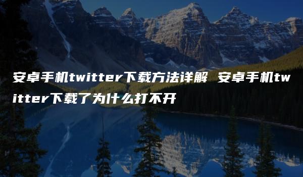 安卓手机twitter下载方法详解 安卓手机twitter下载了为什么打不开-kardz资讯中心